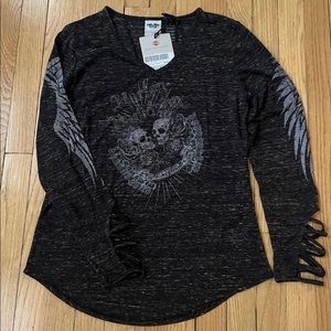 Harley-Davidson Women's Laced Cuff Long Sleeve V-Neck Shirt